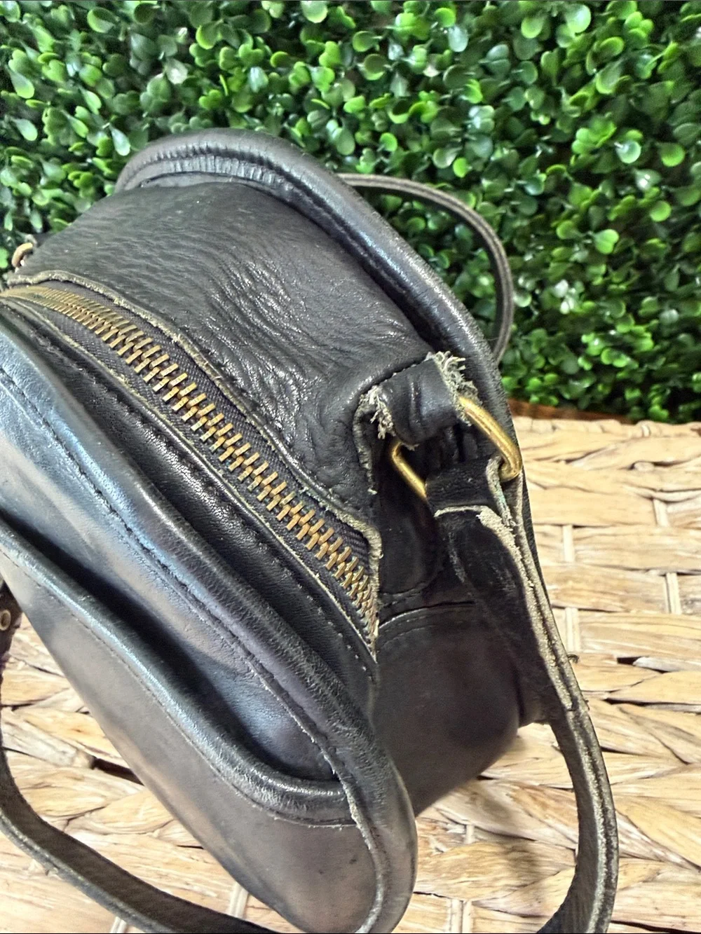 Coach Black Round Leather Crossbody Bag